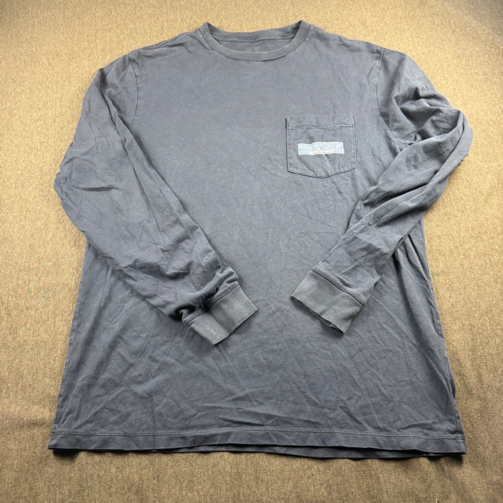 Vineyard Vines Mens Small Long Sleeve Pocket T-Shirt Blue Marthas Vineyard Logo - Picture 2 of 10